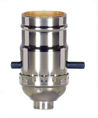 On-Off Push Thru Socket .125 IPS 3 Piece Stamped Solid Brass Polished Nickel Finish 660W 250V Replacement