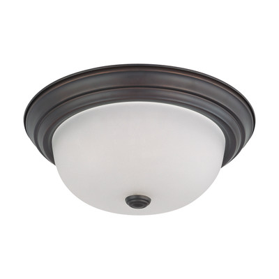 2 Light 13 in. Flush Mount with Frosted White Glass Replacement