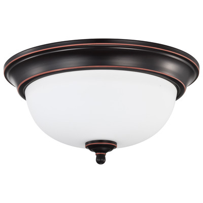 Center Lock 13 Inch LED Flush Mount 19 Watt 3000K Mahogany Bronze Finish Frosted Glass Replacement