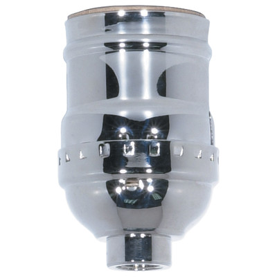 Short Keyless Socket .125 IPS 3 Piece Stamped Solid Brass Polished Nickel Finish 660W 250V Replacement