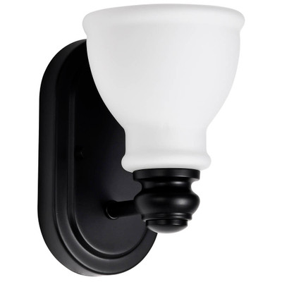 Russel 1 Light Vanity Matte Black W Satin White Glass