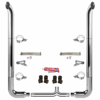 PETERBILT 389 GLIDER YEAR 2009 8-5X120IN CRM EXHAUST KIT W WCT STACKS 90S AND CRM TAPERED YPIPE QUIET SPOOL 55IN UNI 5IN TAPER LOCK CRM TEE