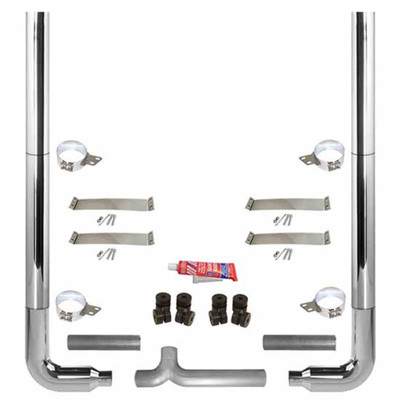 359 YEAR 1971 7-5X96IN CRM EXHAUST KIT W FT STACKS AND LONG DROP ELBOWS STAND SPOOL 5IN TEE AND FLEX