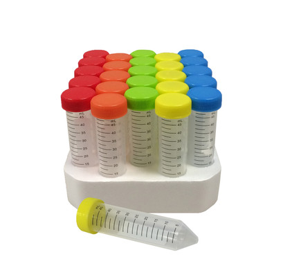 Rainbow Capped Sterile 50ml Centrifuge Tubes Multicolor Research Replacement