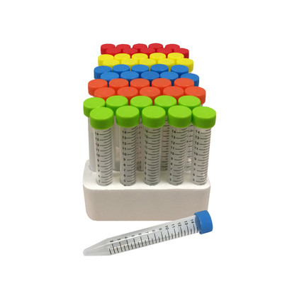 Rainbow Capped Sterile 15ml Centrifuge Tubes 5-Color Lab Research Rack Replacement