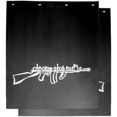 Black Poly Tommy Gun Logo Mud Flaps 24 X 36 Inch -Pair Replacement