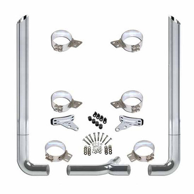 389 GLIDER YEAR 2020 7 X 120 INCH CHROME EXHAUST KIT W MITER STACKS LONG DROP ELBOWS 7-5 INCH TEE