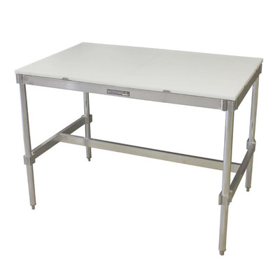 IN-0128836 3 Piece Poly Top Aluminum I-Frame Tables with Stainless Backsplash- 34 to 35.5 x 30 x 60 in. Replacement