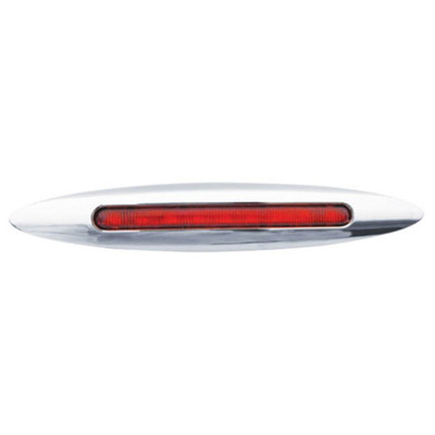 1 X 6 Inch Slim Flatline Red LED Marker Light WITH Red Lens AND Chrome Bezel Replacement