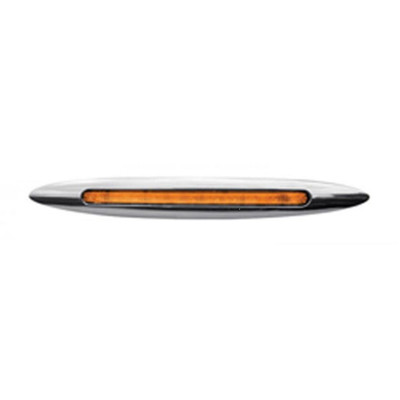 1 X 9 Inch 14 Diode Slim Flatline Amber LED Marker Light WITH Amber Lens AND Chrome Bezel Replacement