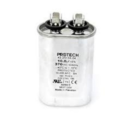 Single Oval Capacitor 10 uF 370 VAC 1.310 x 2.160 x 2.880 max. in. Replacement