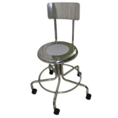 MRI NonMagnetic Adjustable Height Doctor Stool 15IN to 21IN with 2IN Casters and Back