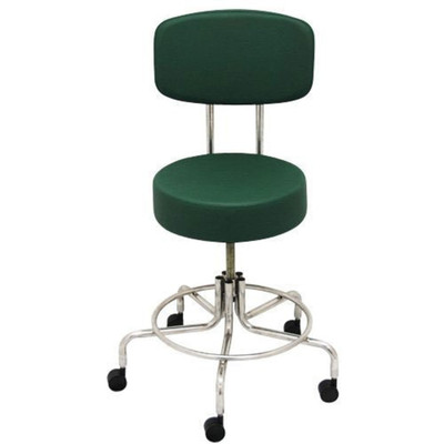 NonMagnetic MRI Adjustable Stool 16IN to 22IN with 2IN Dual Wheel Casters and Back Green Replacement