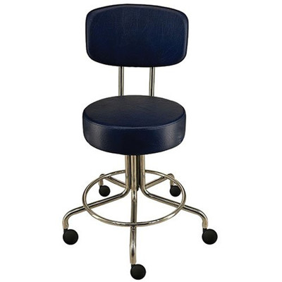 NonMagnetic MRI Adjustable Stool 16IN to 22IN with 2IN Dual Wheel Casters and Back Dark Blue Replacement