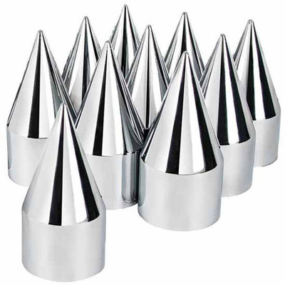 1.5 X 4.125 Inch Chrome Push-On Budd Style Spike Nut Covers -10 Pack Replacement