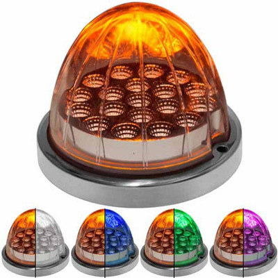 3.5X2.75IN Watermelon MarkerTurn AmberClearGreen Auxiliary Light W 19 Diodes Clear Lens Chrome Ring Replacement