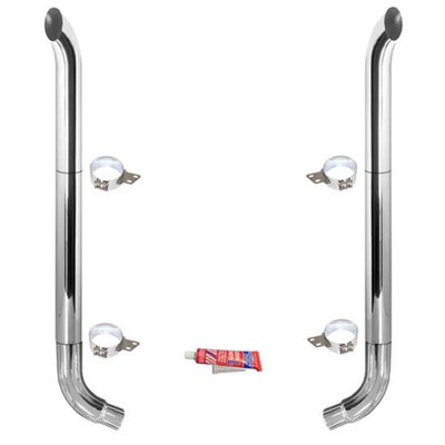 6-5 X 96 Inch Chrome Exhaust Kit With West Coast Turnout Stacks OE Style Elbows Replacement