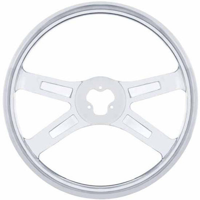 18IN Stainless Steel 4 Spoke Slot Cutout Steering Wheel Kit WS W-Lever Tilt Telescopic 10-1998-2012 Replacement