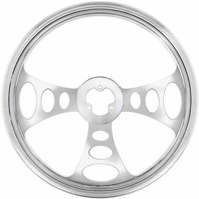18IN Chrome-Plated Alum 3 Spoke Oval Cutout Steering Wheel KW 04-2001-Newer Ex T680 T880