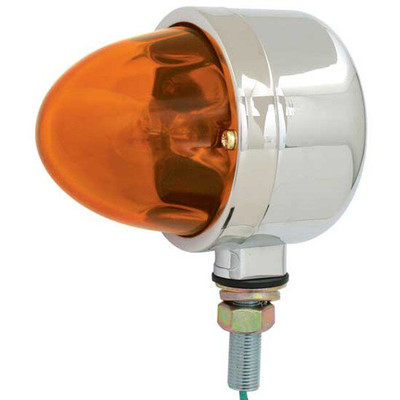 Dark Amber Watermelon Glass Marker Light W- Single Stud Mounting And SS Bezel Replacement