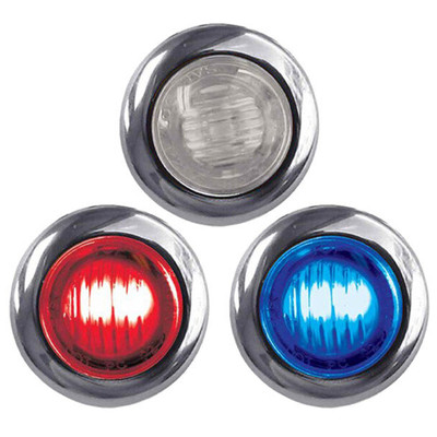 0.75IN Round Bulkhead Red Marker White Auxiliary Dual Revolution LED Light W Chrome Bezel Clear Len Replacement