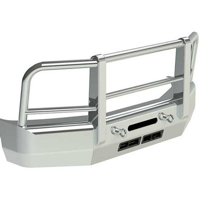 22 Inch Chrome Texas Rolled End Bumper With Square Fog Light Tow Vent Holes Replacement