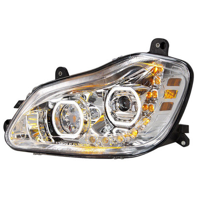 Black Halo Projector LED Headlight With Sequential Turn Signal Passenger Side Replacement