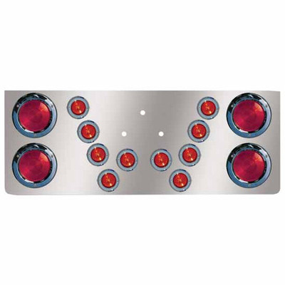4700FA YEAR 2014 14 INCH 430 STAINLESS STEELREAR CENTER PANEL WITH 4 4 INCH 10 2 INCH ROUND RED CLEAR LEDS BEZELS LOGO HOLES