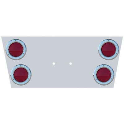 S1700-S1900 YEAR 1981 14 INCH 304 S.S. ANGLED REAR CENTER PANEL WITH 4 4 INCH ROUND RED CLEAR LEDS BEZELS LOGO HOLES BACK PLATE