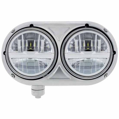 389 GLIDER YEAR 2012 PASSENGER SIDE STAINLESS STEEL LED DUAL HEADLIGHT WITH CHROME INNER CROSSBAR NEEDS MOUNTING BRACKETS