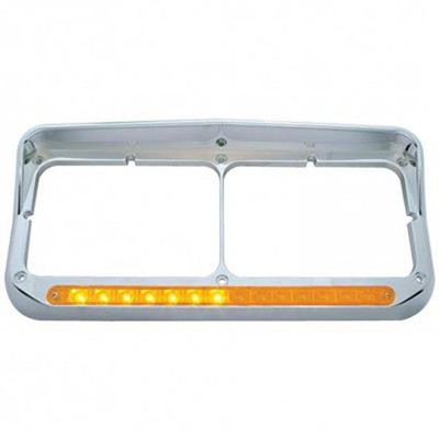 CLASSIC XL 132 YEAR 2005 CHRM RECT DUAL HEADLIGHT BEZEL DRIVER W 14 LED SEQ LIGHT BAR AND VISOR AMB LED LEN