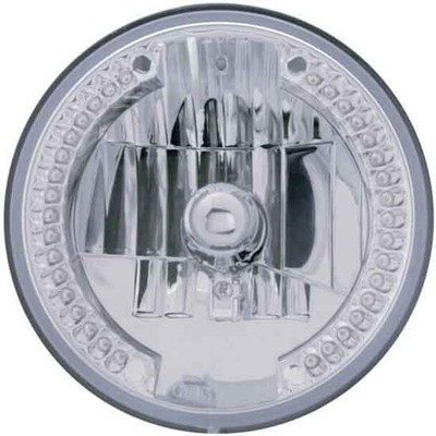 FLC112 YEAR 1997 7 INCH ROUND HEADLIGHT W H4 HALOGEN BULB 34 DIODE WHITE LED POSITION LIGHT