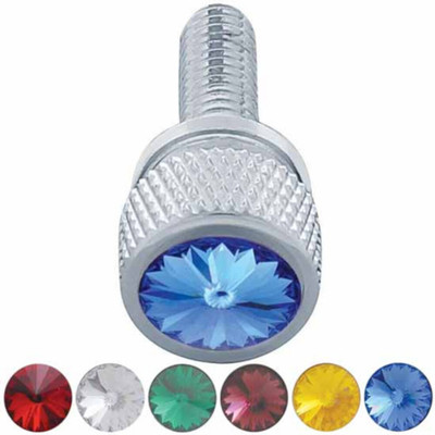 Chrome Short Dash Screw With Blue Jewel Replacement