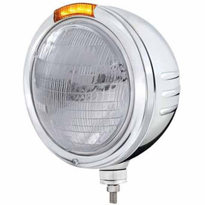 FLC120 YEAR 1979 SS EMBOSSED STRIPE HEADLIGHT SEALED BEAM BULB 4 DIODE AMBER CLEAR LED DUAL FUNCTION LIGHT