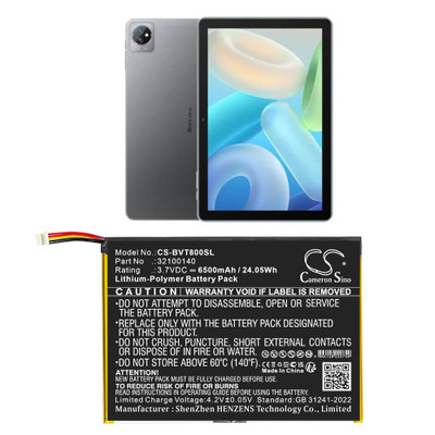 Tablet Battery 6.5Ah 3.7V Black 24.05Wh Li-Polymer Replacement