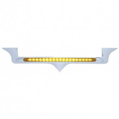 W900L AEROCAB YEAR 2013 CHROME HOOD EMBLEM WITH 12 INCH REFLECTOR LIGHT BAR - AMBER 19 LED AMBER LENS
