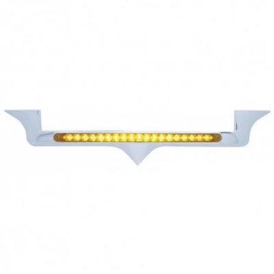 T800 YEAR 1997 CHROME HOOD EMBLEM WITH 12 INCH LIGHT BAR - 14 RED LED CHROME LENS