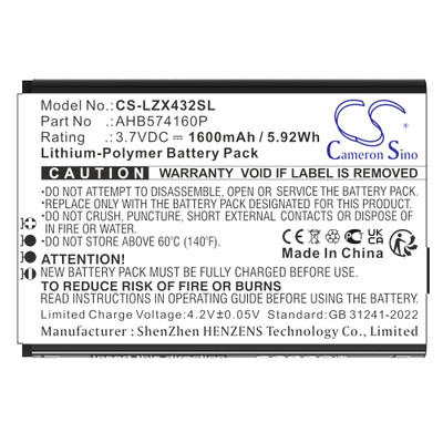 Diagnostic Scanner Battery 1.6Ah 3.7V Black 5.92Wh Li-Polymer Replacement
