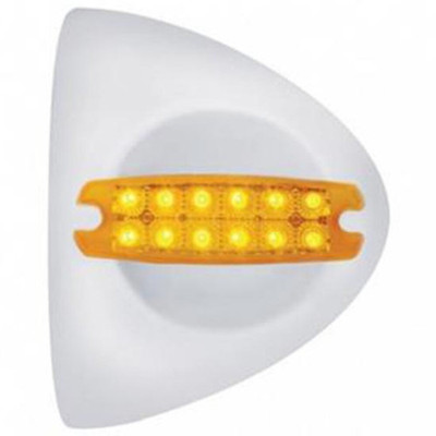 12 LED Reflector Headlight Turn Signal Light Cover - Amber LED Clear Lens For Peterbilt 378 389 Replacement