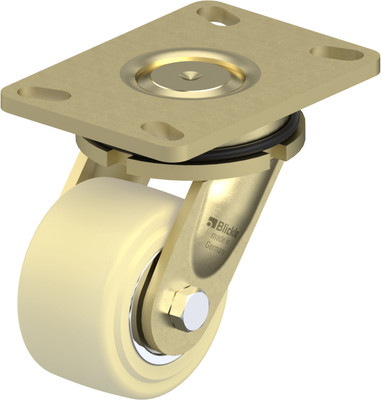 HD Welded Steel Swvl Caster 4IN Natural Bg Synth on Hi-Q Cast Nylon Whl 6.25x4.5IN Mt Plt 5.6875IN H Replacement