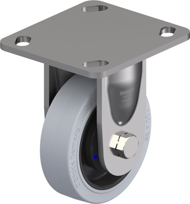Stainless Steel Fixed Caster 4IN Gray Rub on High-Quality Nylon 6 Wheel 4.5x4IN Mt Plate 5.125IN H Replacement
