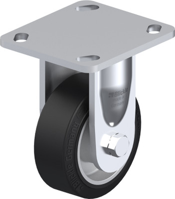 Pressed Steel Fixed Caster 4IN Black Rub on Die-Cast Aluminium Wheel 4.5x4IN Mounting Plate 5.5IN H Replacement