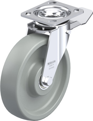 Pressed Stl HD Swivel Caster 8IN Gray Synthetic on Nylon 6 Wheel 4.5x4IN Mount Plate W TLB 9.5IN H Replacement