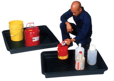 Heavy-Duty Polyethylene Utility Tray 24 In. x 48 In. 24 Gallon Sump Capacity Black Replacement