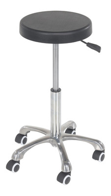 SteelPolyurethane Ergonomic Sitting Work Stool 19 In. to 27 In. Height Black Replacement