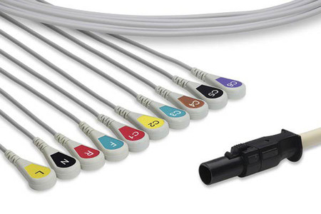 MORTARA QUINTON COMPATIBLE DIRECT-CONNECT EKG CABLE 10 LEADS SNAP 580 CM BAG OF 1