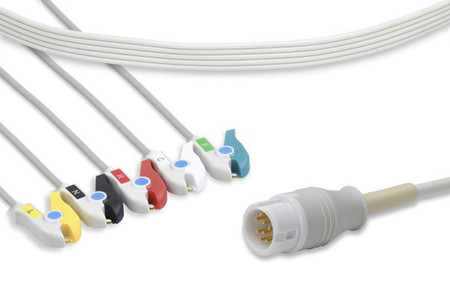 PHILIPS COMPATIBLE DISPOSABLE DIRECT-CONNECT ECG CABLE 5 LEADS PINCHGRABBER