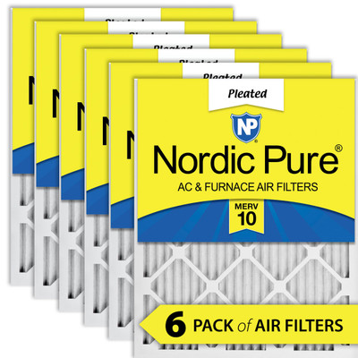 19 12X22X1 6 PACK NORDIC PURE MERV 10 MPR 1000 FILTER ACTUAL SIZE 19.5 X 22 X 0.75 MADE IN USA