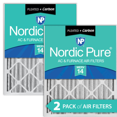 16X25X4 2 PACK NORDIC PURE MERV 14 MPR 2800 FILTER ACTUAL SIZE 15.5 X 24.5 X 3.63 MADE IN USA