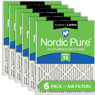 15X36X1 6 PACK NORDIC PURE MERV 13 MPR 2200-2400 FILTER ACTUAL SIZE 14.75 X 35.75 X 0.75 MADE IN USA A